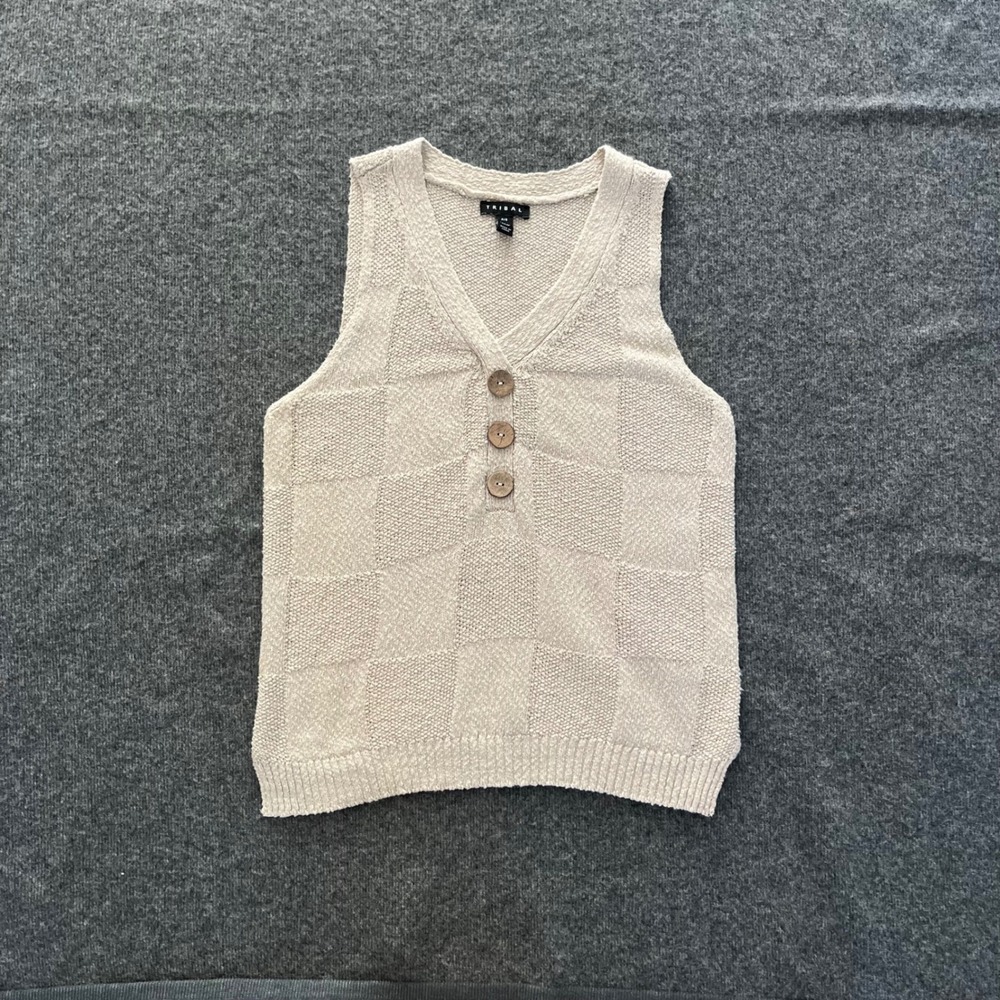 Tribal Sweater Tank Small Beige
